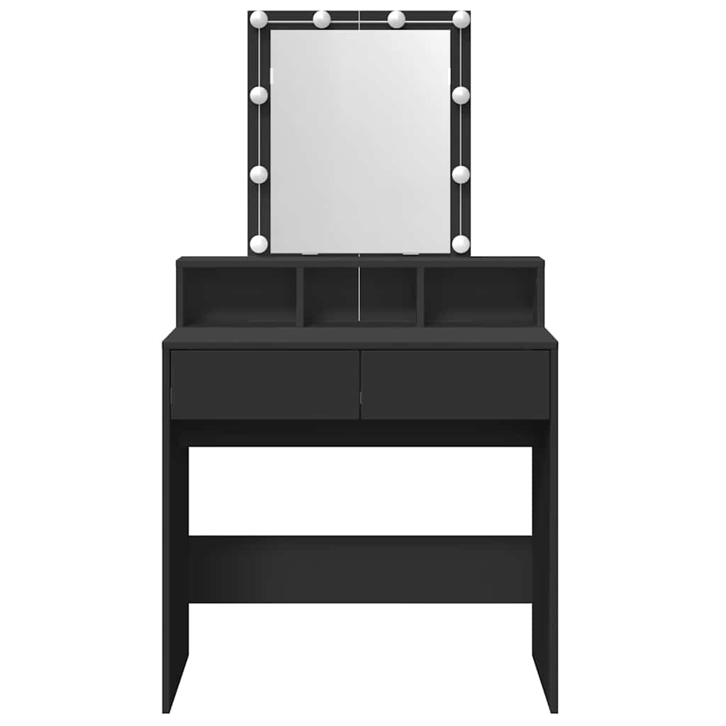 Schminktisch mit LED-Beleuchtung Schwarz 80x41x144,5 cm